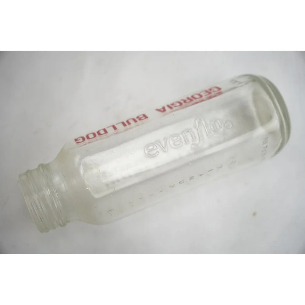 Evenflo‎ Baby Bottle Infant 8oz Clear Georgia Bulldog Vintage Glass